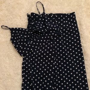 Navy and White Polka Dot Two Piece Set